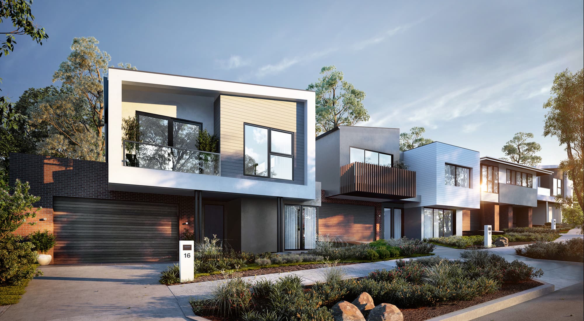 Concept render of the front of houses in St Helena Woods