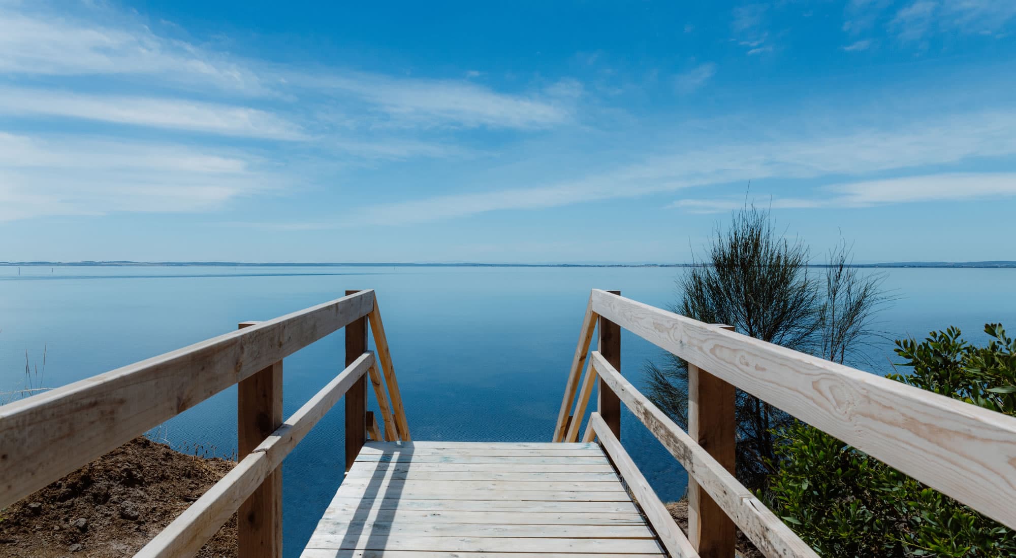 View of ocean over jetty in San Remo